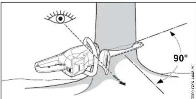 STIHL MSA 60 C - Cutting the felling notch - 1