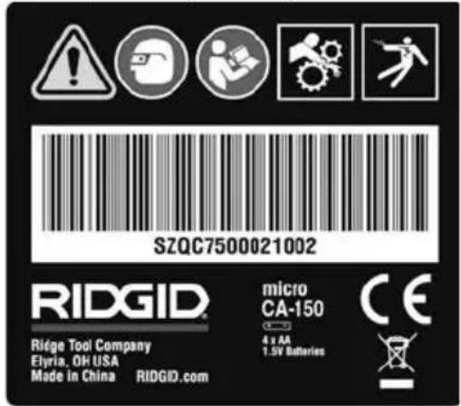 RIDGID micro CA-150 - Inspecção Antes da Colocação em Funcionamento - 2