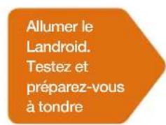 Allumer le Landroid. Testez et préparez-vous à tondre