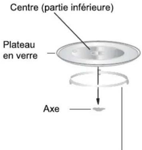 Centre (partie inférieure) Plateau en verre Axe