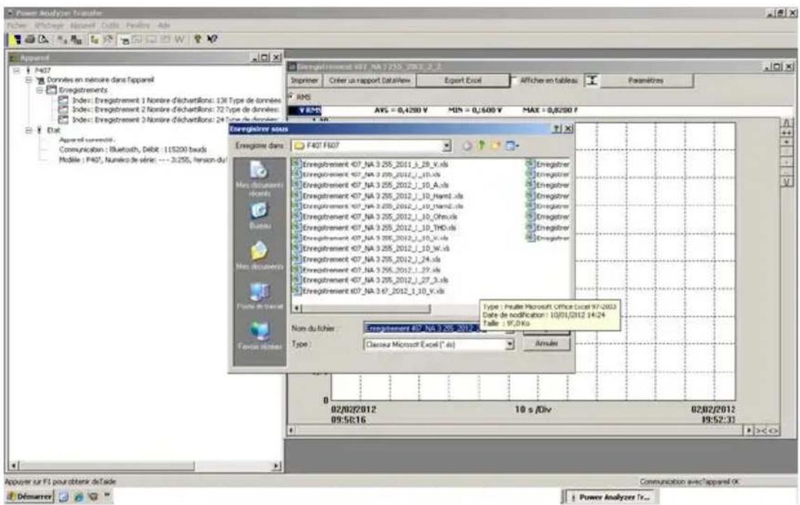 Gossen Metrawatt METRACLIP 87 - Les données sont exportées vers le logiciel Excel. - 2