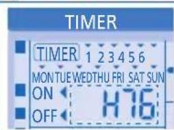 TIMER TIMER 1 2 3 4 5 6 MON TUE WEDTHU FRI SAT SUN ON ← H16 OFF ←