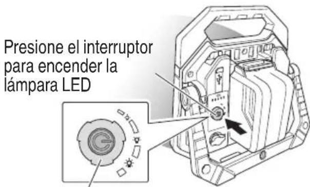 Presione el interruptor para encender la lámpara LED