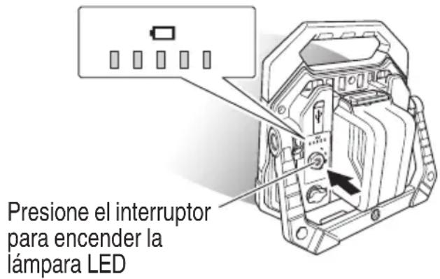 Presione el interruptor para encender la lámpara LED