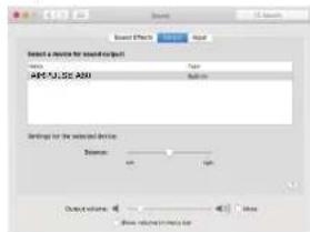 Select a device for sound output AFCJ,JC,ASU Settings for the selected device Description: 100% output volume: 500 Show related audio file