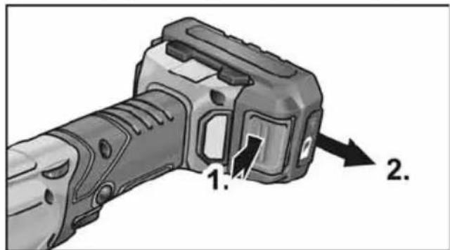 Flex PE 150 18.0-EC - Akünün takılması/değiştirilmesi - 2