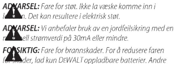 DEWALT DCD240 - Viktige sikkerhetsinstruksjoner for alle batteriladere - 1