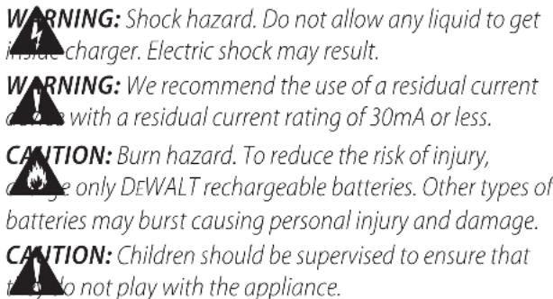 DEWALT DCF850 - Important Safety Instructions for All Battery Chargers - 1
