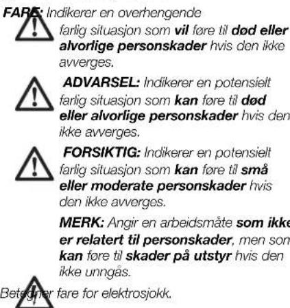 DEWALT DCN695 - Defi nisjoner: Retningslinjer for sikkerhet - 1