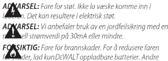 DEWALT DCS572 - Viktige sikkerhetsinstruksjoner for alle batteriladere - 1
