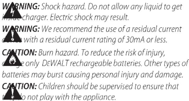 DEWALT DCS382 - Important Safety Instructions for All Battery Chargers - 1
