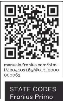 Fronius Primo 6.0-1 - Status codes in the e-Manual - 1