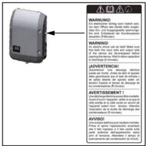 Fronius Primo 3.5-1 - Warning notices on the device - 1