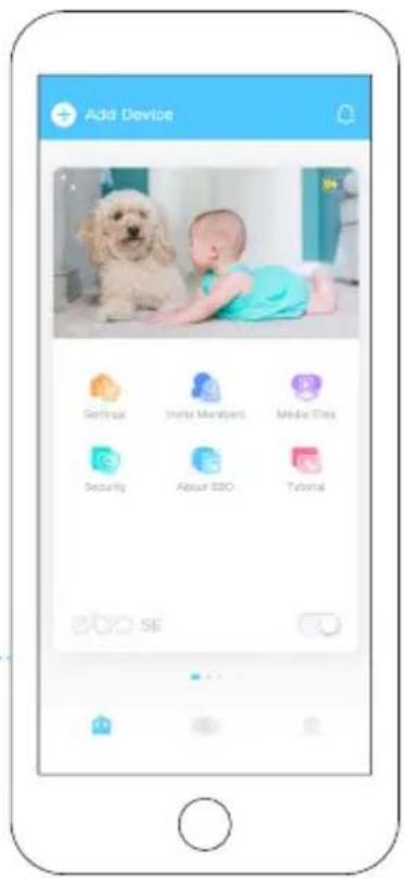 Add Device Settings Invite Managed Media Tips Security About EBO Tutorial
