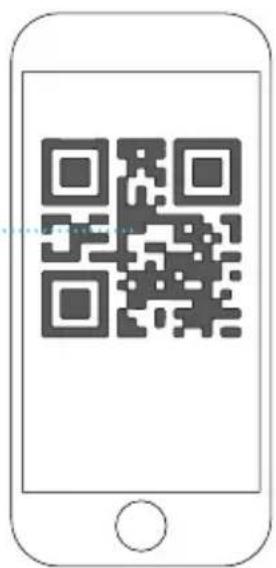 Mobile phone screen displaying a QR code image, no text or symbols visible on the QR code.