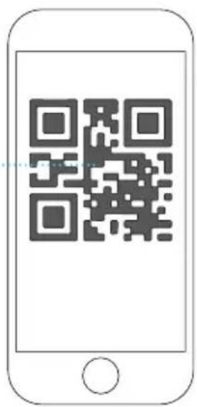 Mobile phone screen displaying a QR code image, no text or symbols visible on the QR code.