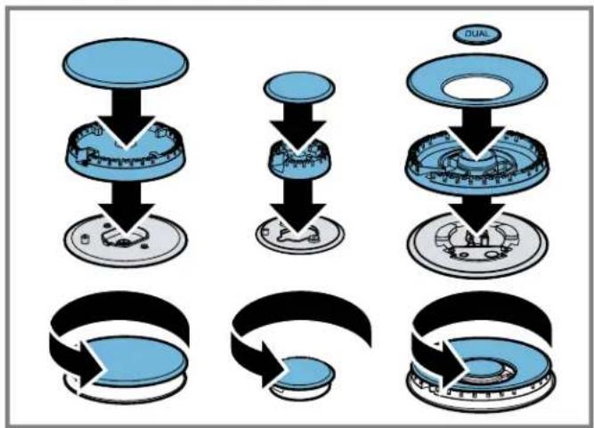 BOSCH HDS8655C - Burner cap and burner base placement - 1