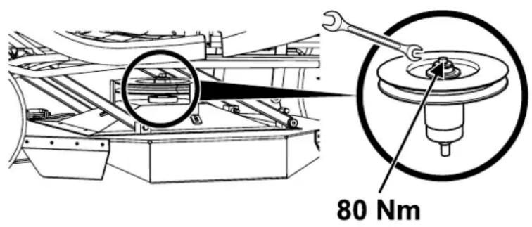 Efco Tuareg 92 - MOWING DECK - CHECKING THE DRIVE PULLEY OF THE DECK - 2