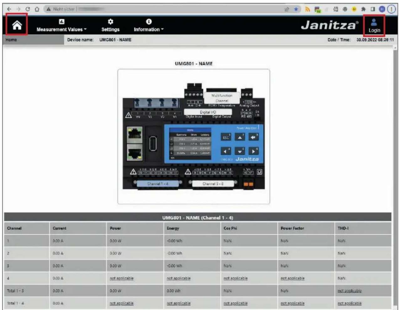 Janitza UMG 801 - 开始页 “Home” - 1