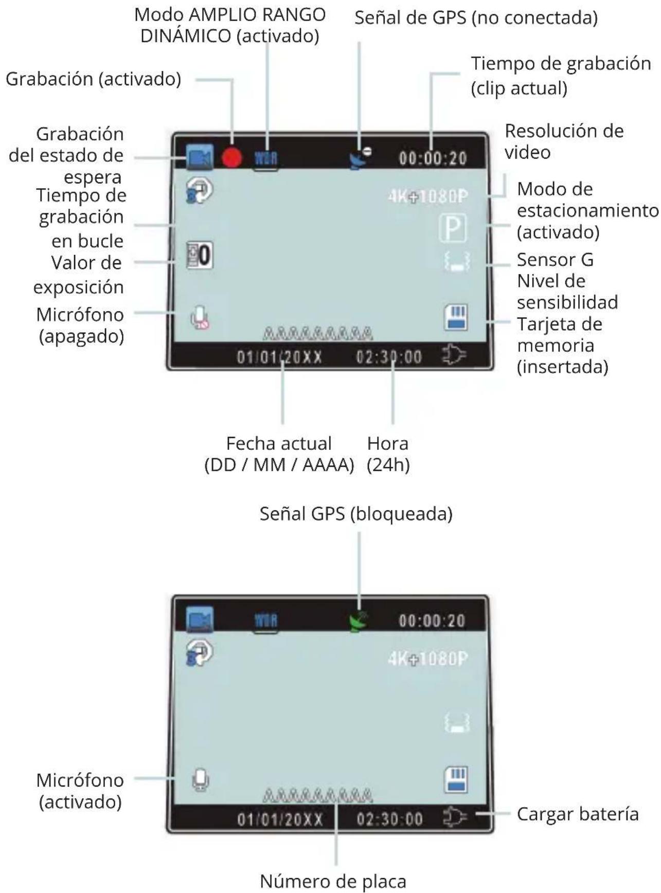 Rexing V1P-4K - Iconos de pantalla - 1