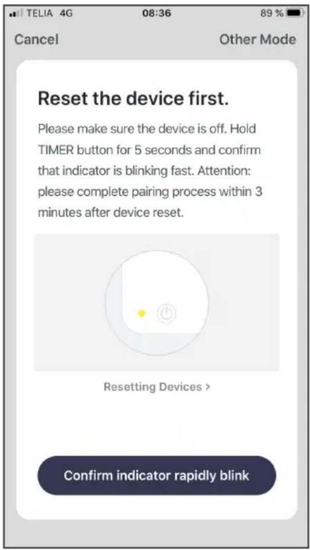 Wood's WAC704G - Reset device Sign in to your local WiFi - 1