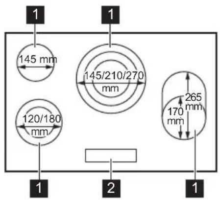 ELECTROLUX LRR8438CK - Agencement des zones de cuisson - 1
