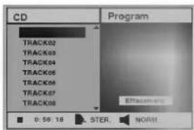 CD Program TRACK02 TRACK03 TRACK04 TRACK05 TRACK06 TRACK07 TRACK08 0:59:18 STER. NORM