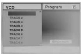 VCD TRACK 2 TRACK 3 TRACK 4 TRACK 5 TRACK 6 TRACK 7 TRACK 8 Program Off/Session