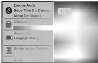 Disque Audio Sous Titre Du Disque Menu De Disque Classement Aspect tv Langage Menu Sortie Audio Disitrée Autre