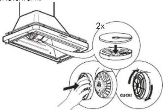 IKEA FÖLJANDE 205.217.06 - Wartung des Aktivkohlefilters (wenn die Dunstabzugshaube in der Umluftversion installiert ist) - 1