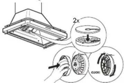 IKEA FÖLJANDE 705.217.04 - Wartung des Aktivkohlefilters (wenn die Dunstabzugshaube in der Umluftversion installiert ist) - 1