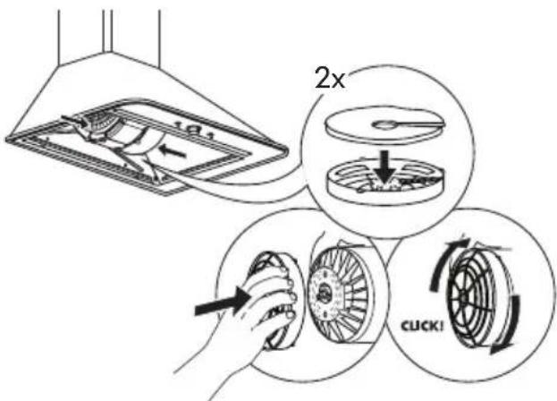 IKEA MATTRADITION 403.922.99 - Manutenzione del filtro al carbone (se la cappa è installata in modalità a ricircolo d'aria) - 1