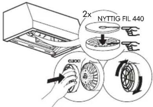 IKEA UPPFRISKANDE 205.270.20 - Manutenzione del filtro al carbone (se la cappa è installata in modalità di ricircolo) - 1