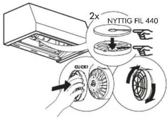 IKEA UPPFRISKANDE 205.270.20 - Wartung des Aktivkohlefilters (wenn die Dunstabzugshaube in der Umluftversion installiert ist) - 1