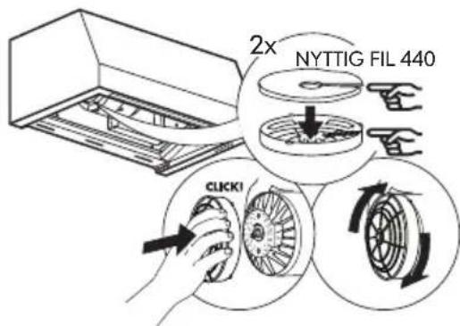 IKEA UPPFRISKANDE 505.270.28 - Manutenzione del filtro al carbone (se la cappa è installata in modalità di ricircolo) - 1