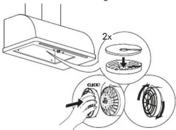 IKEA FULLSTÄNDIG 805.270.17 - Wartung des Aktivkohlefilters (wenn die Dunstabzugshaube in der Umluftversion installiert ist) - 1