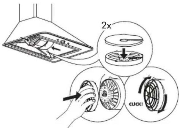 IKEA MATTRADITION 003.688.09 - Wartung des Aktivkohlefilters (wenn die Abzugshaube für den Umluftbetrieb installiert ist) - 1