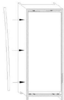 HAIER HATL 126 DE - Bevestig het scharnier aan het meubel met een schroef en bevestig de decoratielijst aan de linkerkant van het product. - 2