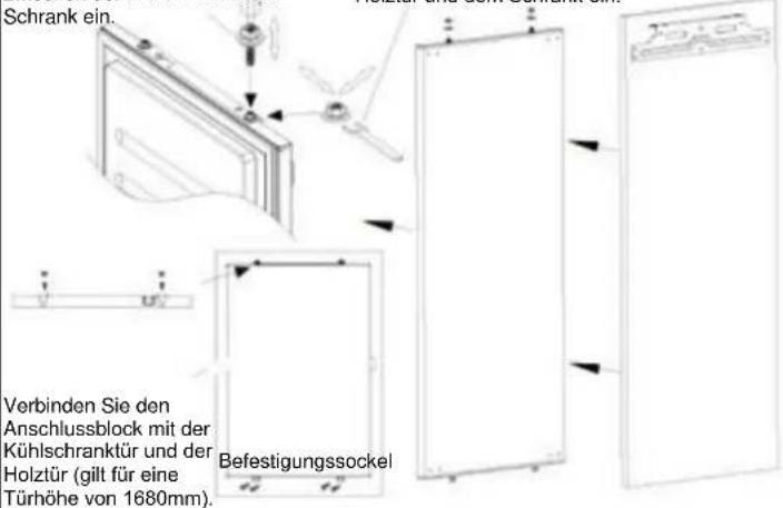 HAIER HATL 126 DE - Verbinden Sie Einbauschrank und Kühlschranktür wie folgt. - 1
