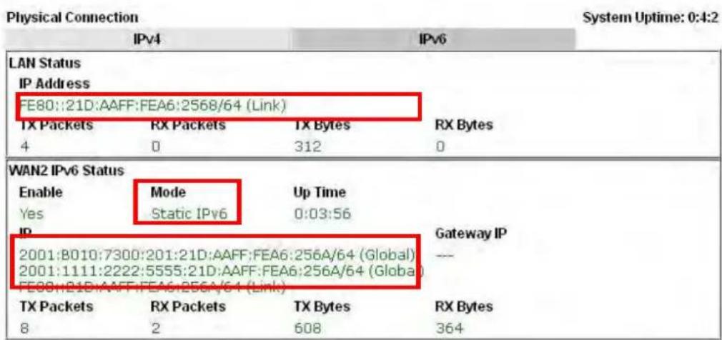 Draytek Vigor 2120 - 固定 IPv6 - 2
