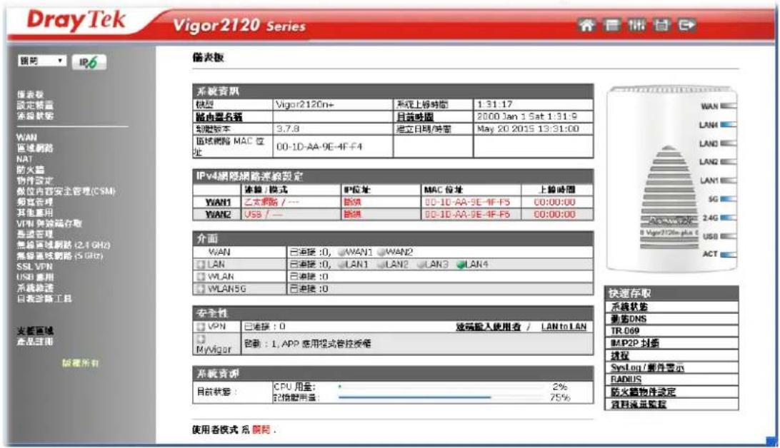 Draytek Vigor 2120 - 進階設定 - 1
