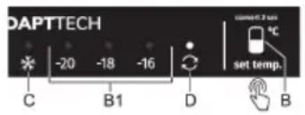 DAPTTECH C -20 -18 -16 B1 D set temp. °C B