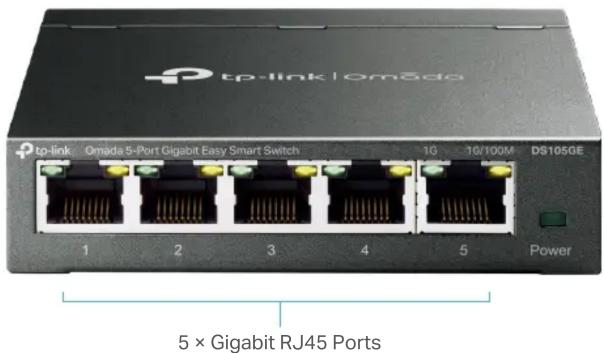 tp-link | Omada tp-link Omada 5-Port Gigabit Easy Smart Switch 1G 10/100M DS105GE 1 2 3 4 5 Power 5 × Gigabit RJ45 Ports