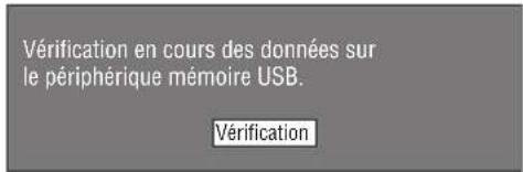 Vérification en cours des données sur le périphérique mémoire USB. Vérification