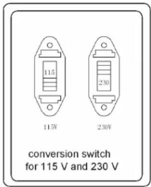 115V 115V 230V 230V conversion switch for 115 V and 230 V