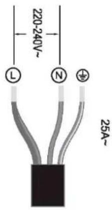 220-240V~ L N + 25A~