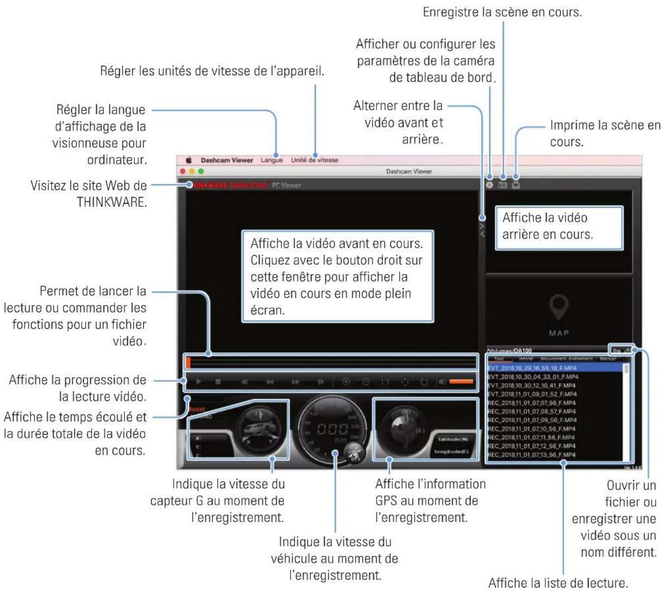 Thinkware QA100 - Disposition de l'écran de la visionneuse pour ordinateur (pour Mac) - 1