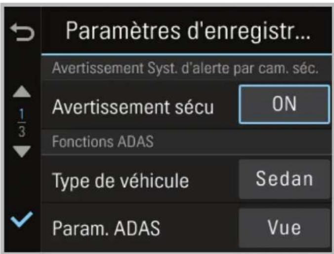 Thinkware X550 - 3-8. Paramètres > Paramètres du système d'avertissement sécuritaire de la route - 1