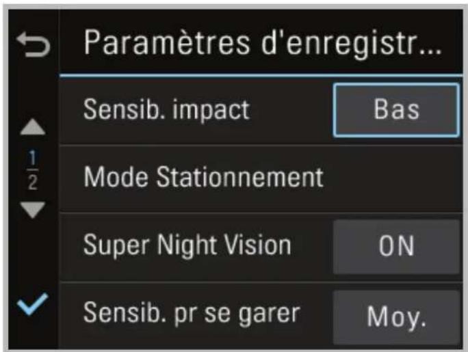 Thinkware X550 - 3-7. Paramètres > Paramètres d'enregistrement - 1