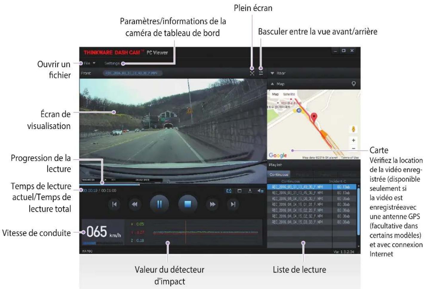 Thinkware FA700 - 4-1-4. Aperçu de la visionneuse PC - 1